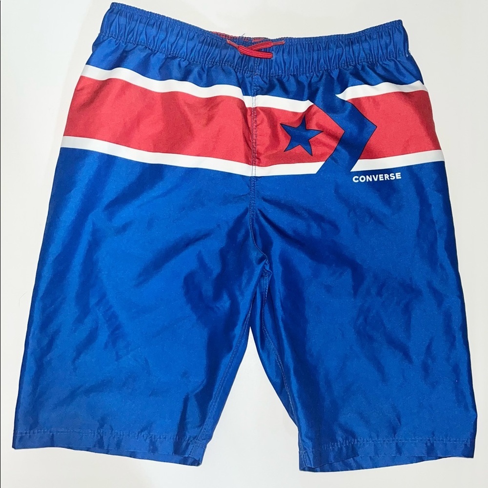 CONVERSE AMERICANA SWIM TRUNK SHORTS YOUTH SIZE LARGE RED WHITE BLUE